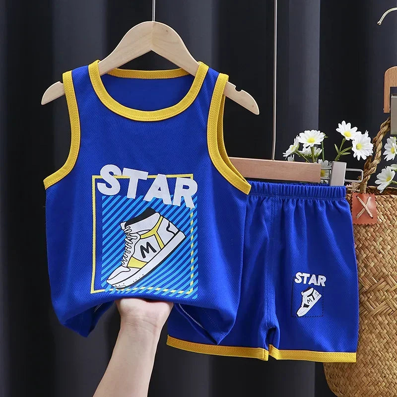 Summer Kids' Basketball Jersey and Shorts Set