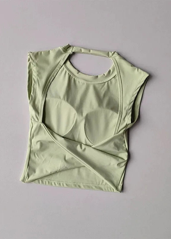 Slim Backless Yoga T-Shirt Vest with Built-In Pads