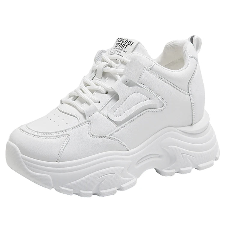 Women's White Platform Sneakers Lace Up Thick Sole BreathableWomen's shoes24 Hour Sport