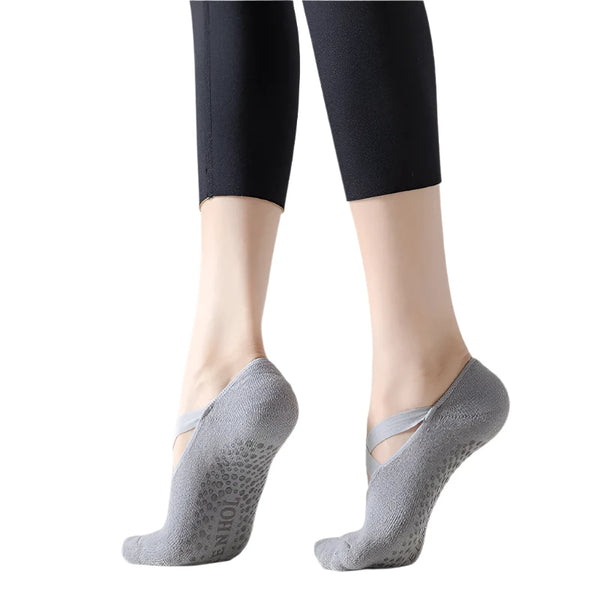 Yoga Socks Women Cotton Silicone Non-slip Pilates Grip Towel  No-Show Barre Sock