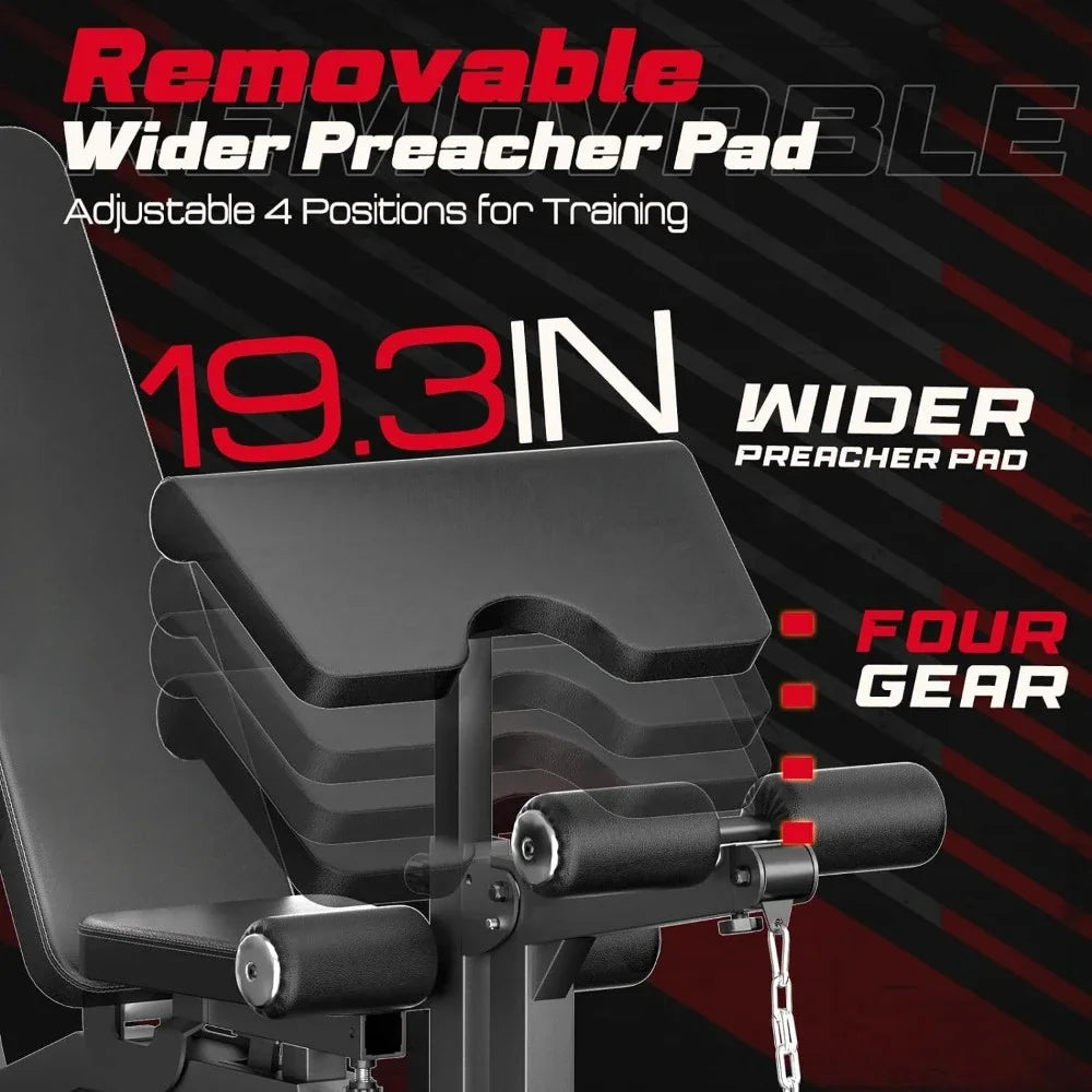 Adjustable Weight Bench with Leg Extension and Preacher Curl