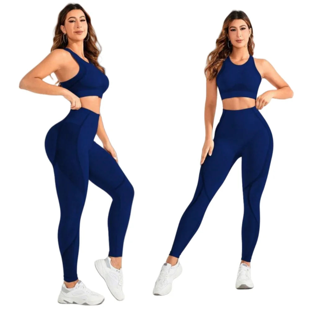 2-piece suit, women's yoga suit, beautiful back high waist trousers combination, seamless super elastic ideal gym clothing 24 Hour Sport