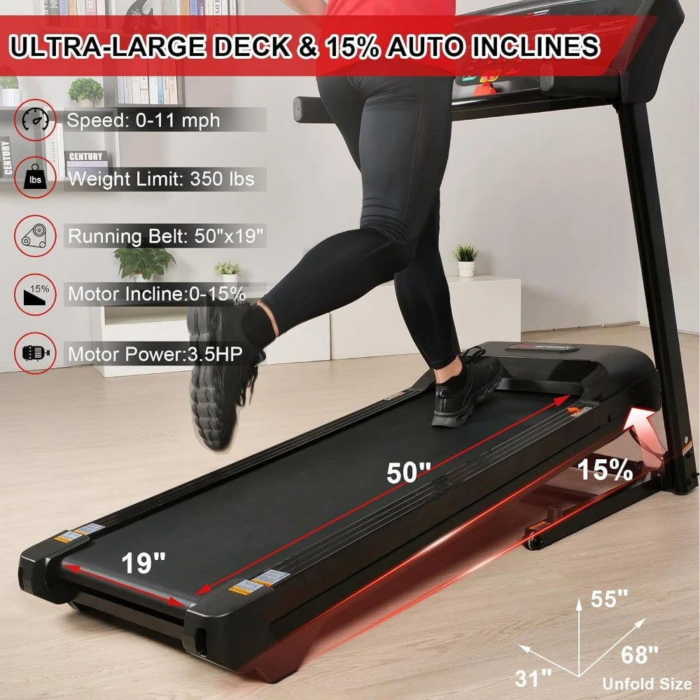 Portable Folding Treadmill with 15% Auto Incline