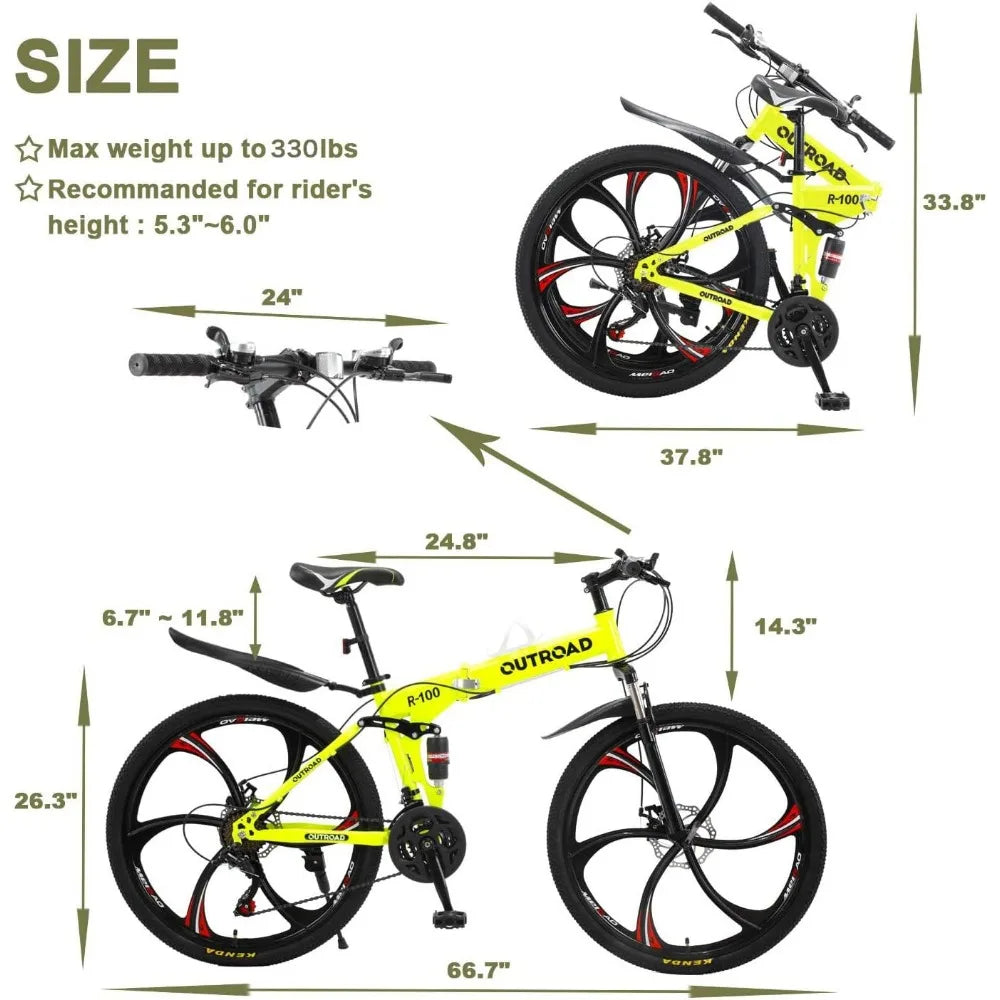 Durable Folding Bike: High-Carbon Steel & 21 Gears