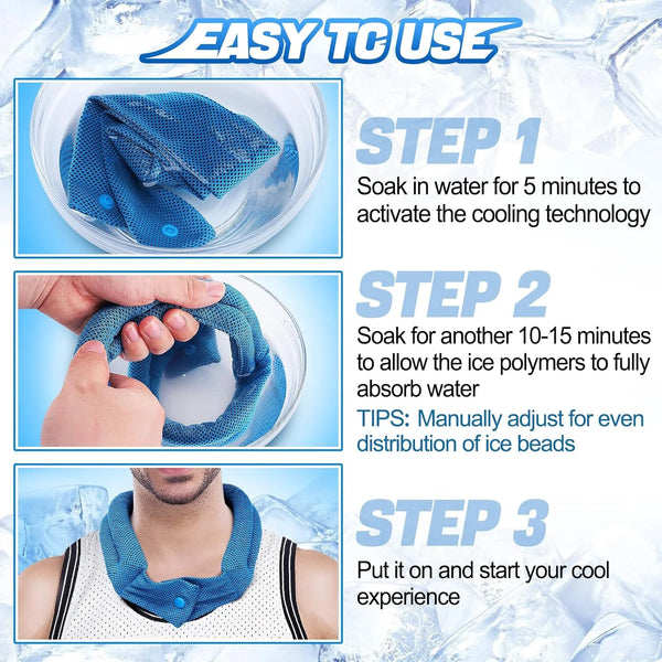 3-Pcs Ice Polymer Cooling Neck Wraps for Sports
