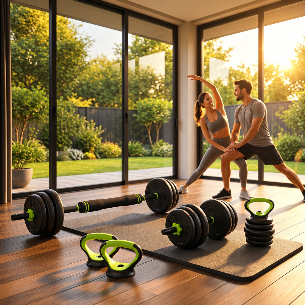 Adjustable 4-in-1 Weight Set: Dumbbell, Barbell & Kettlebell