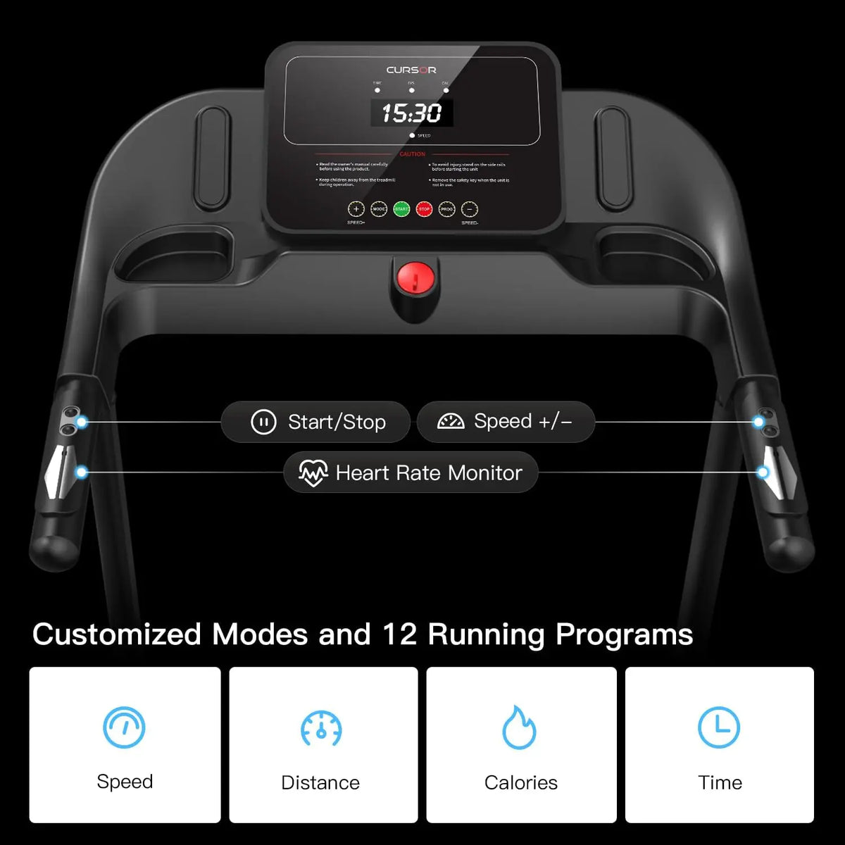 Compact Folding Treadmill: Pulse Sensor, 2.5 HP Motor