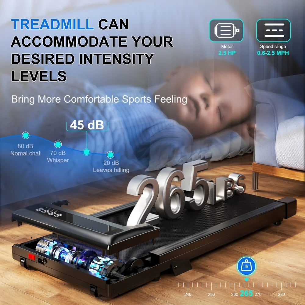 300lb Capacity Foldable Walking Pad: 6% Incline & 2.5HP Motor
