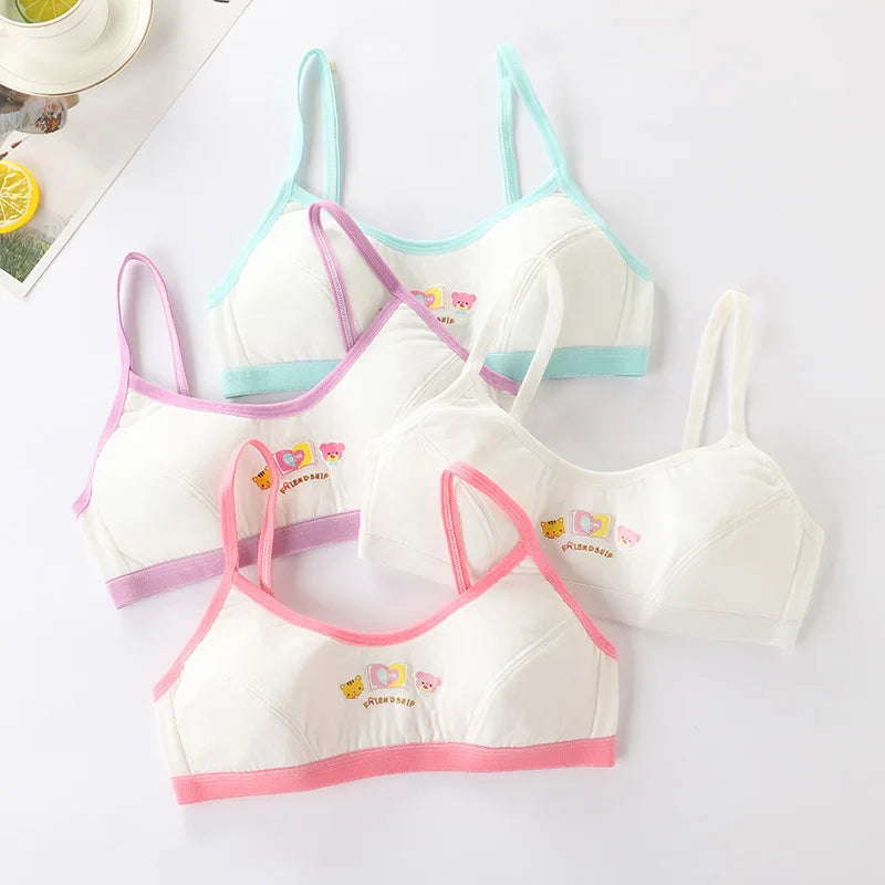 4 Pack Soft Cotton Training Bras for Young Girls