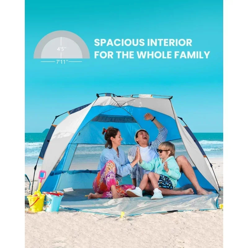 Easy-Set Up 4-Person Beach Tent with UV Protection