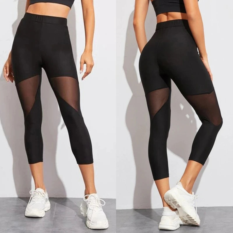 Black Patchwork Leggings for Women