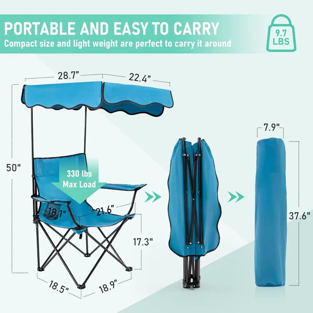 Portable Beach Chair with Integrated Umbrella