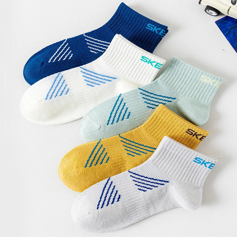 Kids' Seamless Mesh Running & Sports Ankle Socks (5 Pack)