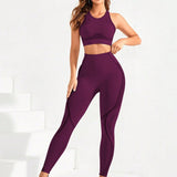 2-piece suit, women's yoga suit, beautiful back high waist trousers combination, seamless super elastic ideal gym clothing 24 Hour Sport
