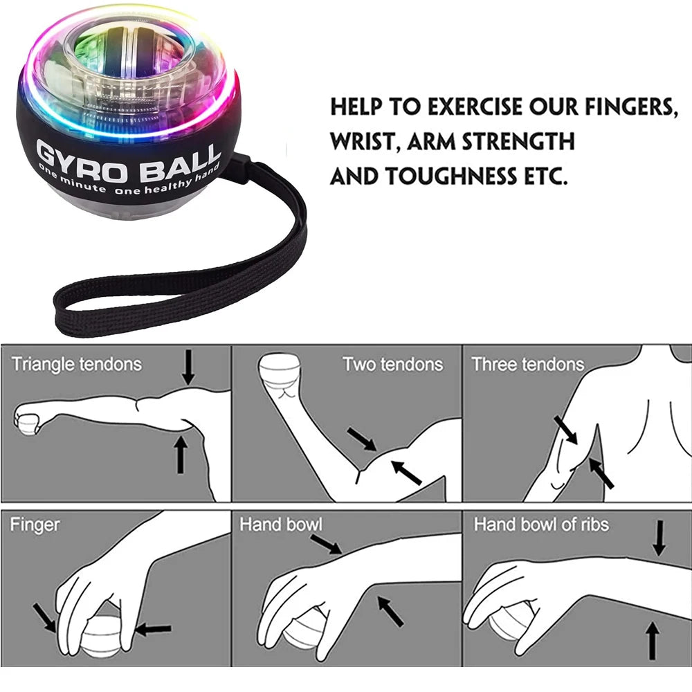 Self-Starting LED Gyro Ball for Hand and Wrist Strength – 24 Hour Sport