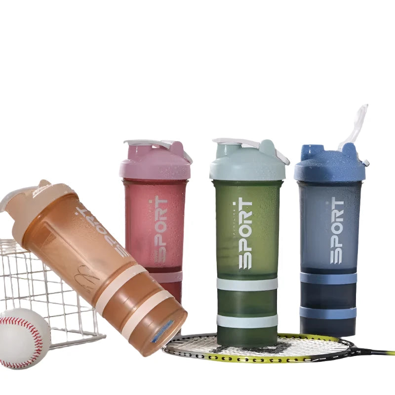 450ml Plastic Water Bottle Three Layer Protein Shaker