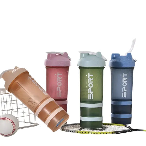 450ml Plastic Water Bottle Three Layer Protein ShakerWater Bottles24 Hour Sport