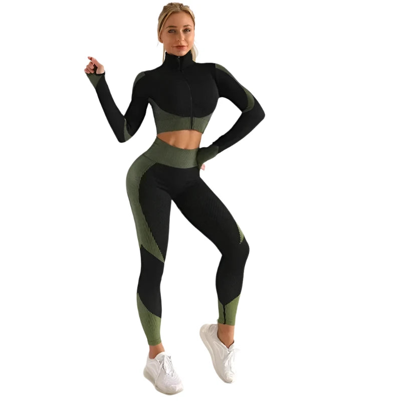 Women's Seamless Yoga Set | Long Sleeve Top | Leggings
