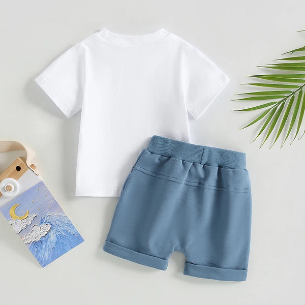 Toddler Boys Summer Outfit Set: Short Sleeve Tee & Shorts