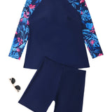 Plus-Size Long-Sleeve Surfing Suit: Women's 2-Piece Swimwear





