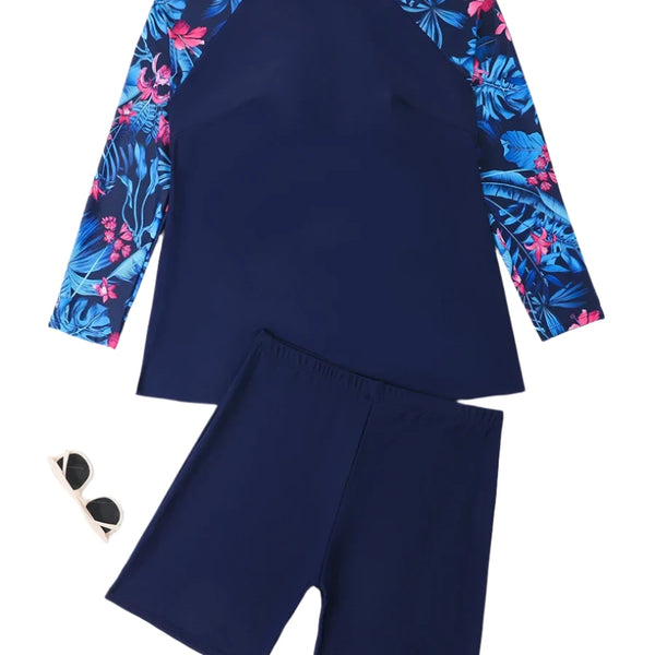 Plus-Size Long-Sleeve Surfing Suit: Women's 2-Piece Swimwear





