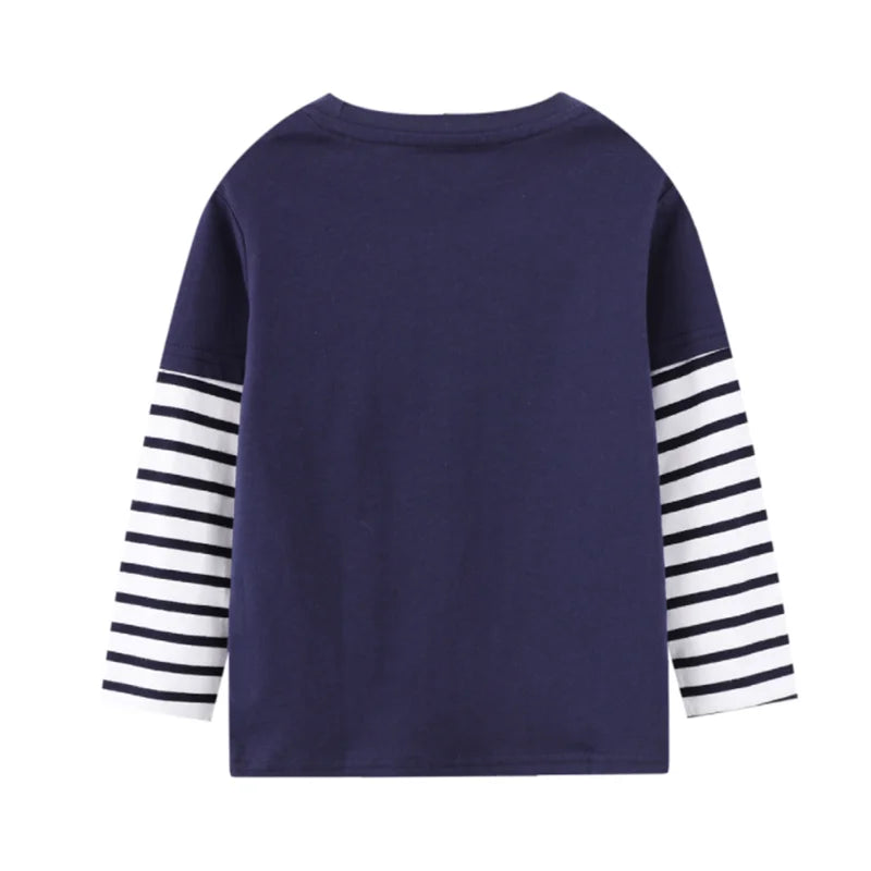 Kids' Striped Long Sleeve Tee Applique & Embroidered