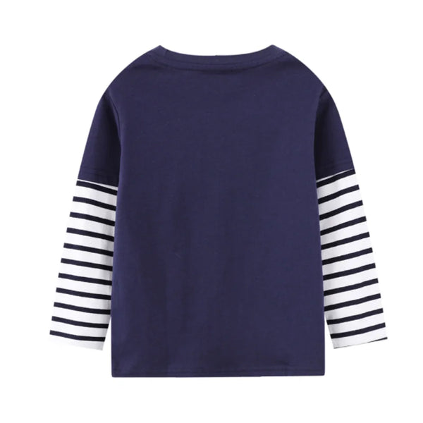 Kids' Striped Long Sleeve Tee Applique & Embroidered
