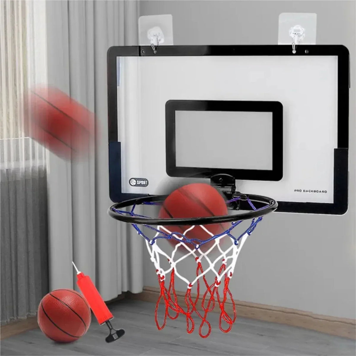 Door and Wall-Mounted Kids' Basketball Hoop Gift Set