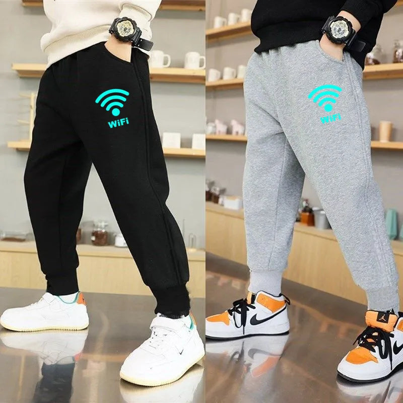 Boys' Luminous Joggers with WiFi Print