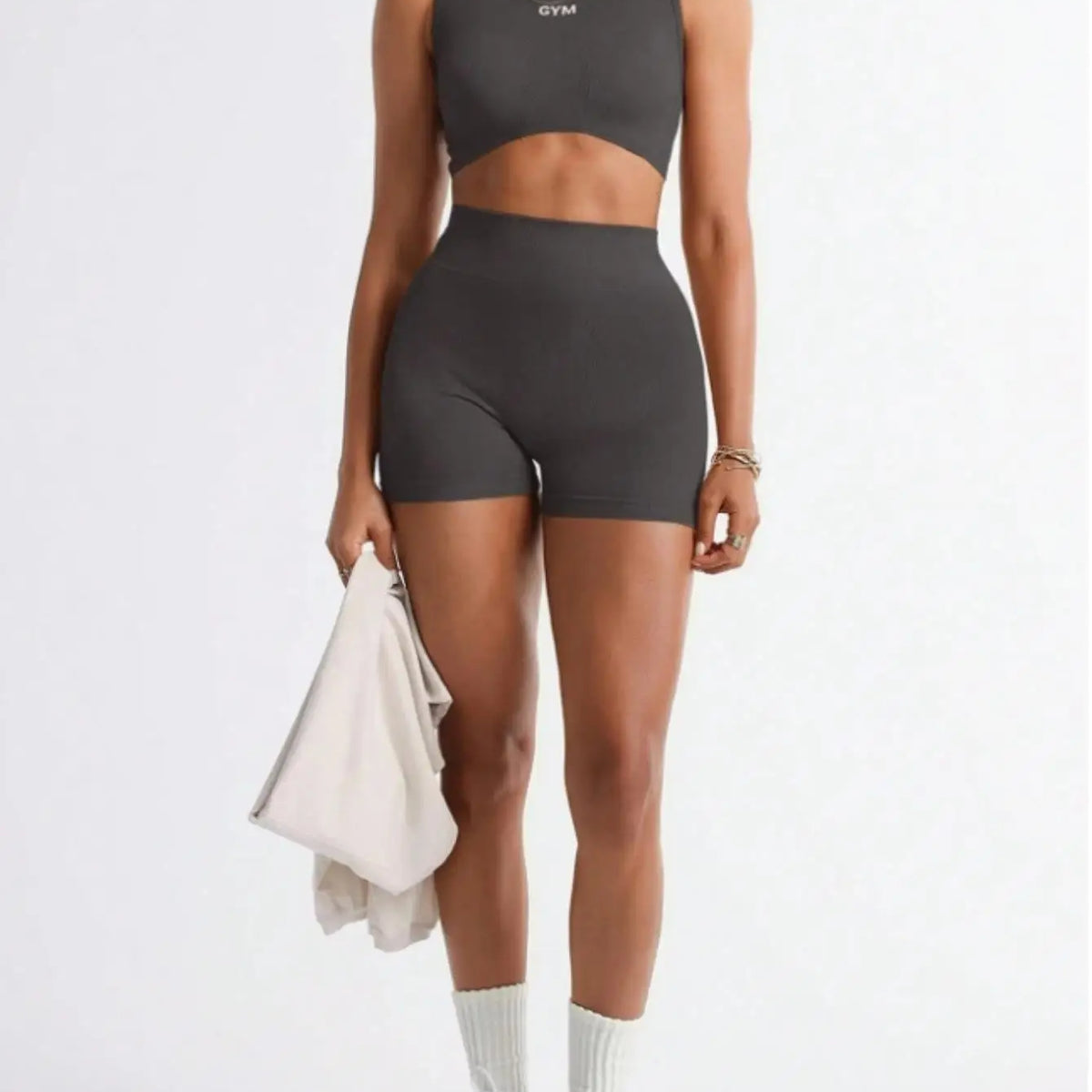 Women's High-Waisted Shorts & Crop Tank Gym Set