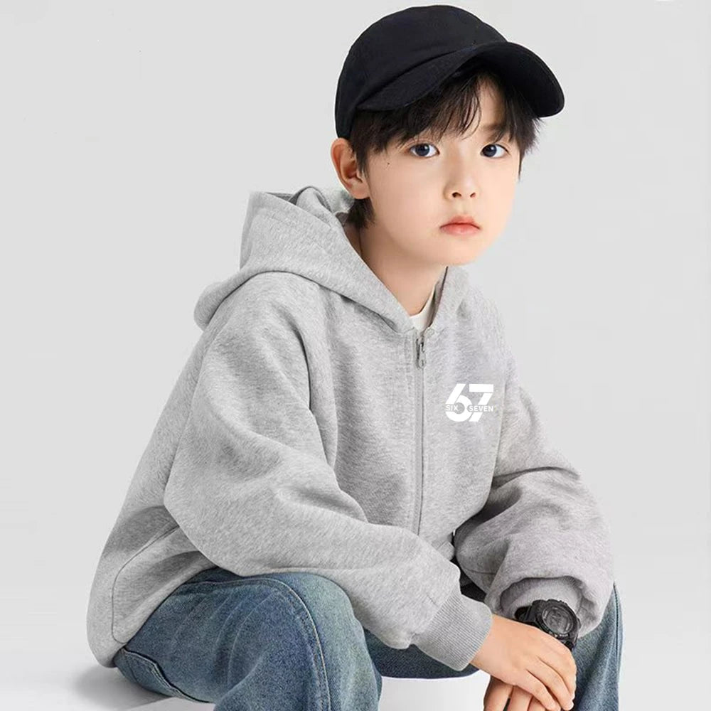 Children's Casual Zip-Up Hooded Sweater