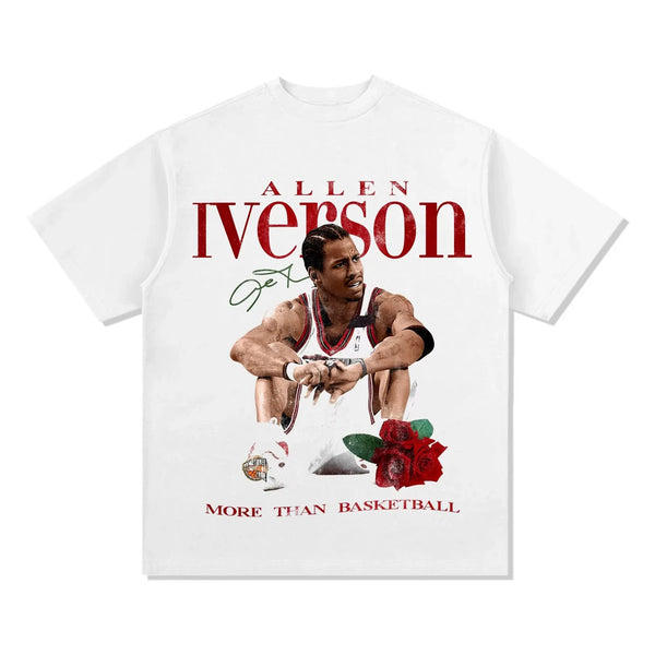 Men's Vintage Allen Iverson Printed Cotton Graphic Tee