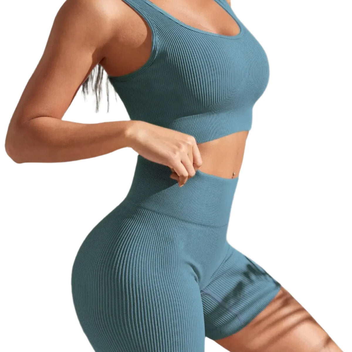 High-Waisted Ribbed Workout Sets
