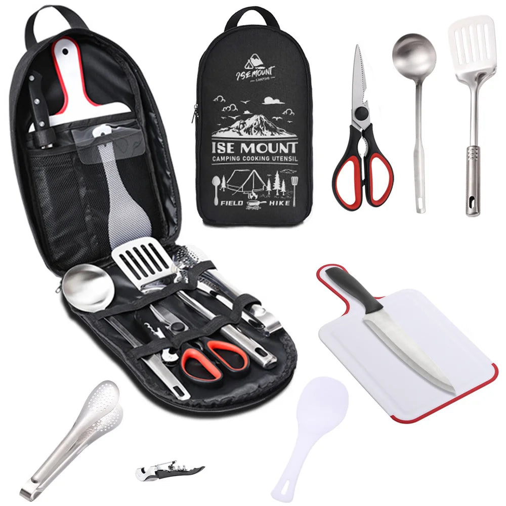 Compact Camping Kitchen: 9-Piece Utensil Set