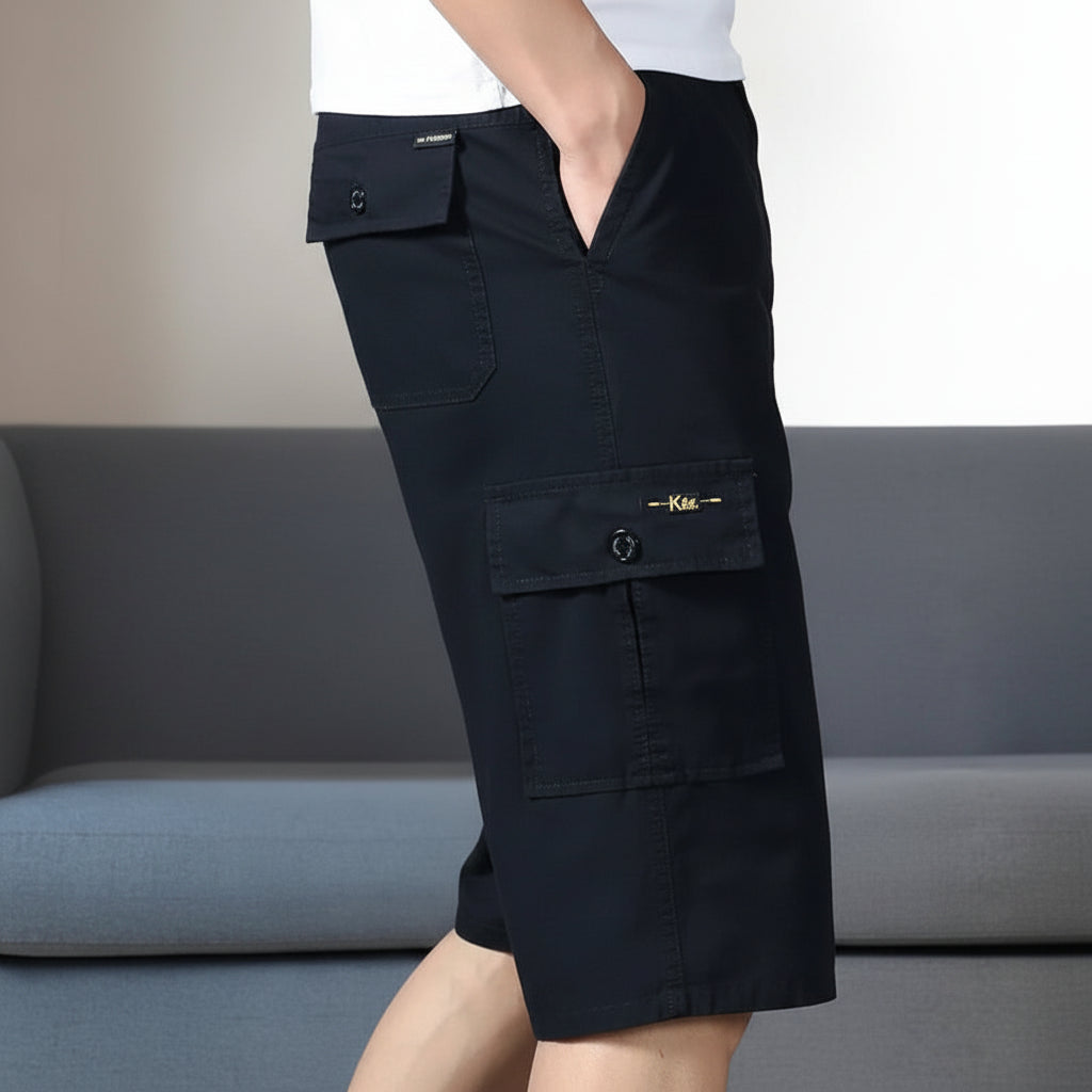Men's Cotton Cargo Shorts Elastic Waist Summer Joggers