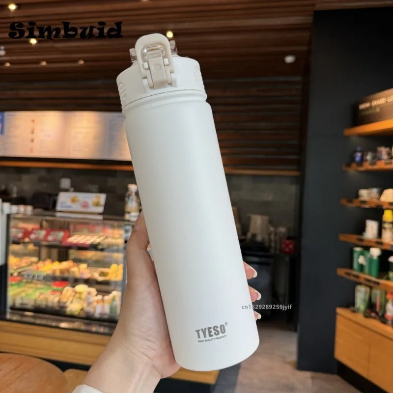 Thermos Bottle with Straw 600ml 750ml Stainless Steel Thermal Cup Car