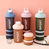 450ml Plastic Water Bottle Three Layer Protein Powder Shaker