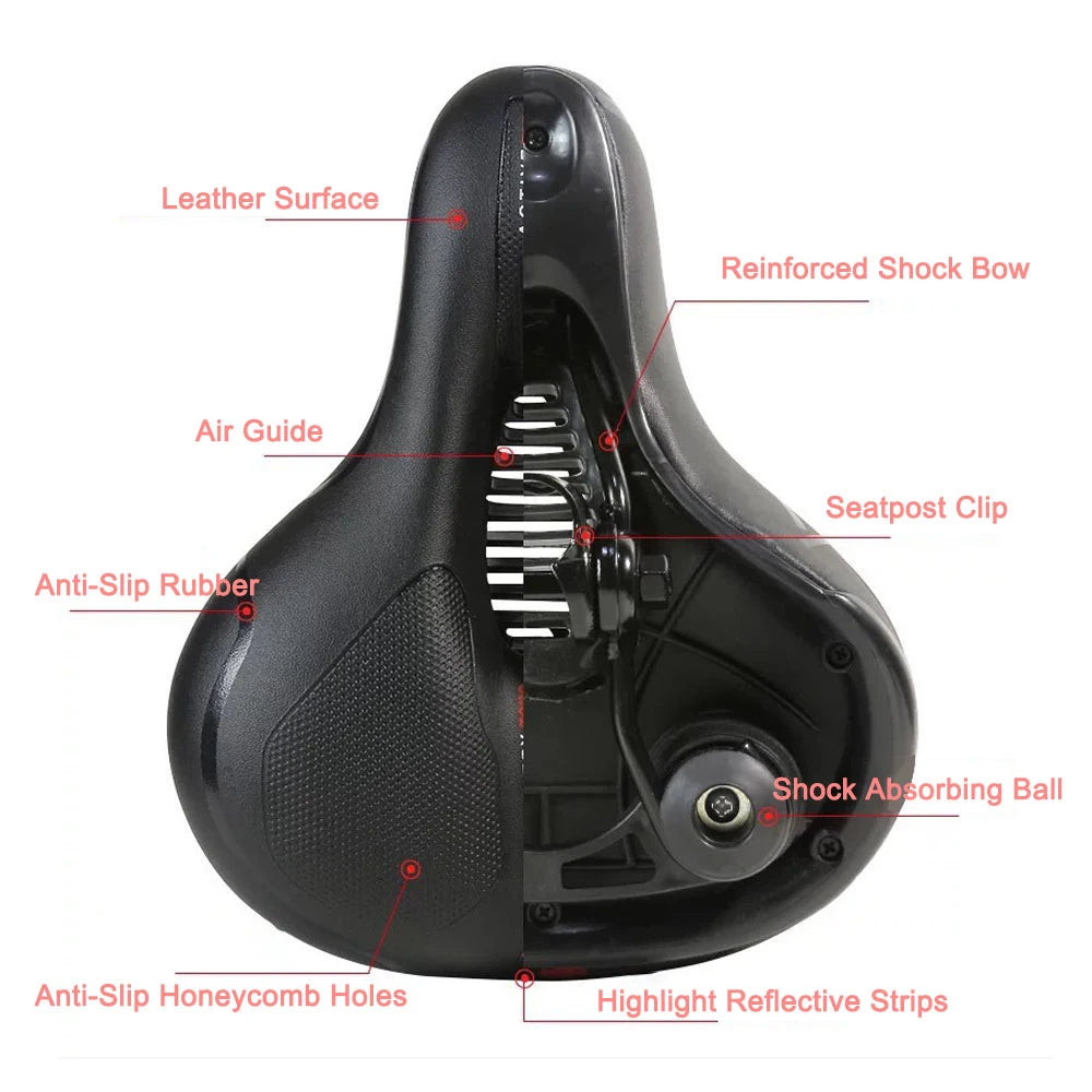 All-Weather Bike Saddle: Shock-Absorbing & Breathable