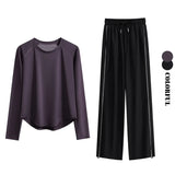 DRUR Women's Tracksuit With Long Sleeve Sports Tops and Sweatpants Casual Loose Yoga Sets Two Piece Sportswear Outfits For Gym 24 Hour Sport