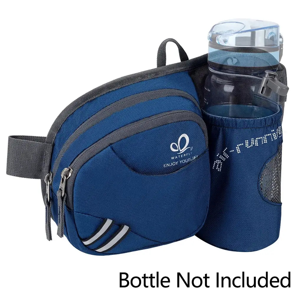 WATERFLY Fanny Pack Waist Bag For Women Men With Water Bottle Holder Hiking Belt Bum Bags For Running Walking DogWalking Travel
