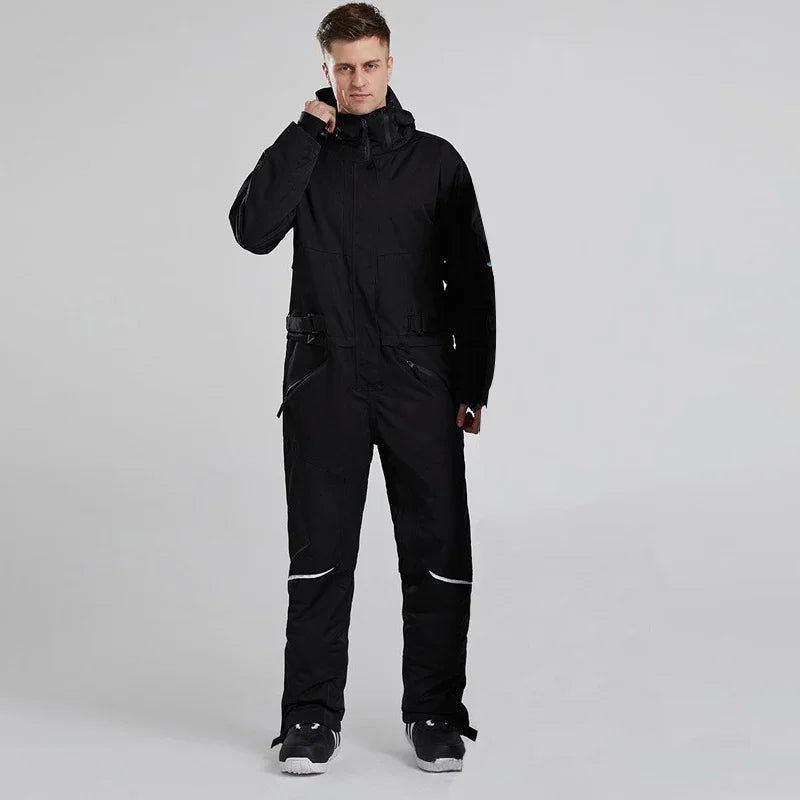 Waterproof One-Piece Snowsuit: Hooded Ski Jumpsuit for Snowboarding