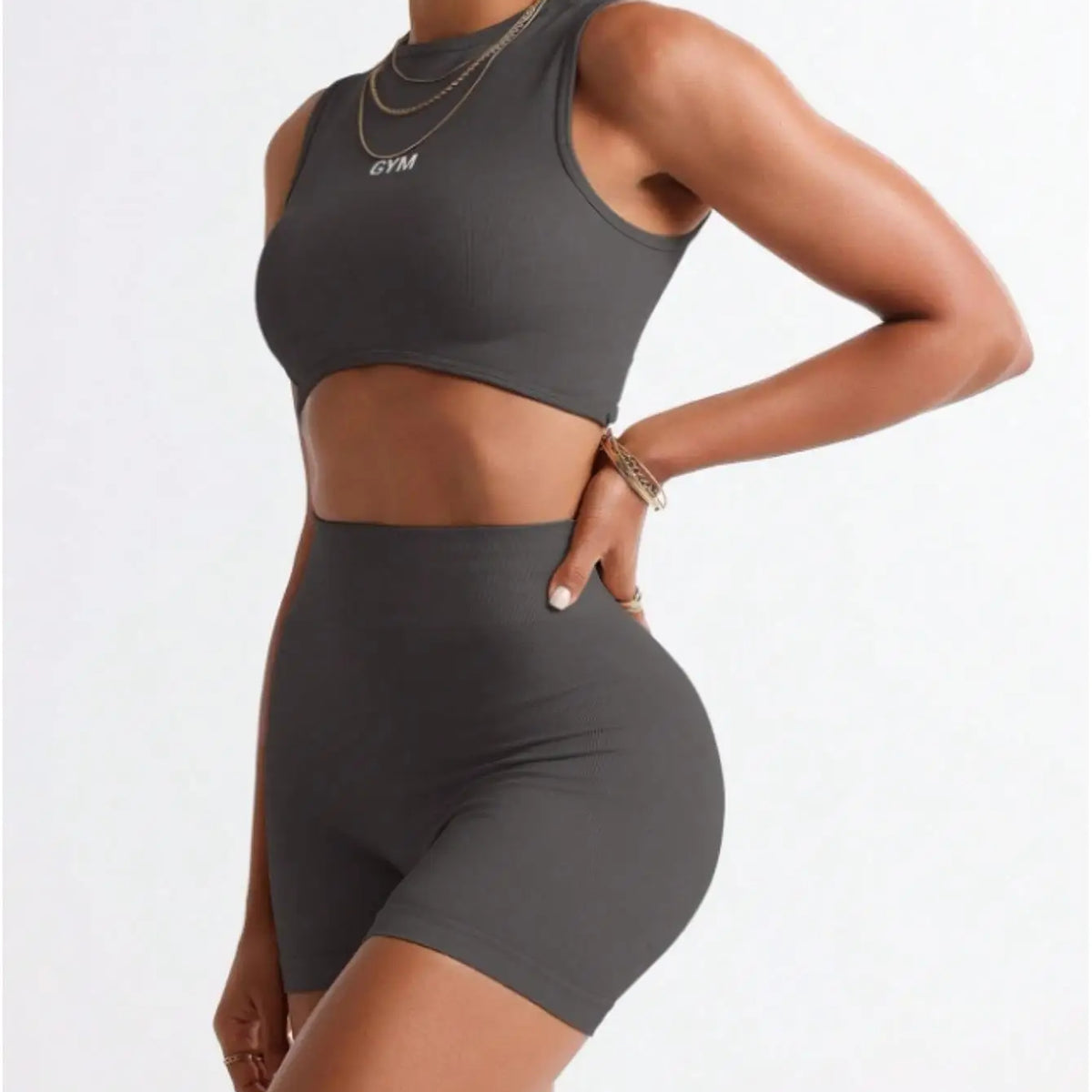 Women's High-Waisted Shorts & Crop Tank Gym Set