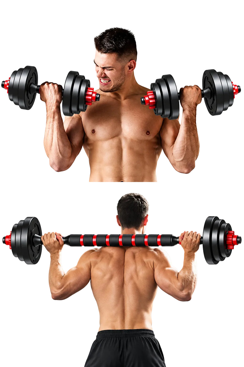 2-in-1 Adjustable Dumbbell & Barbell Set for Home Gym