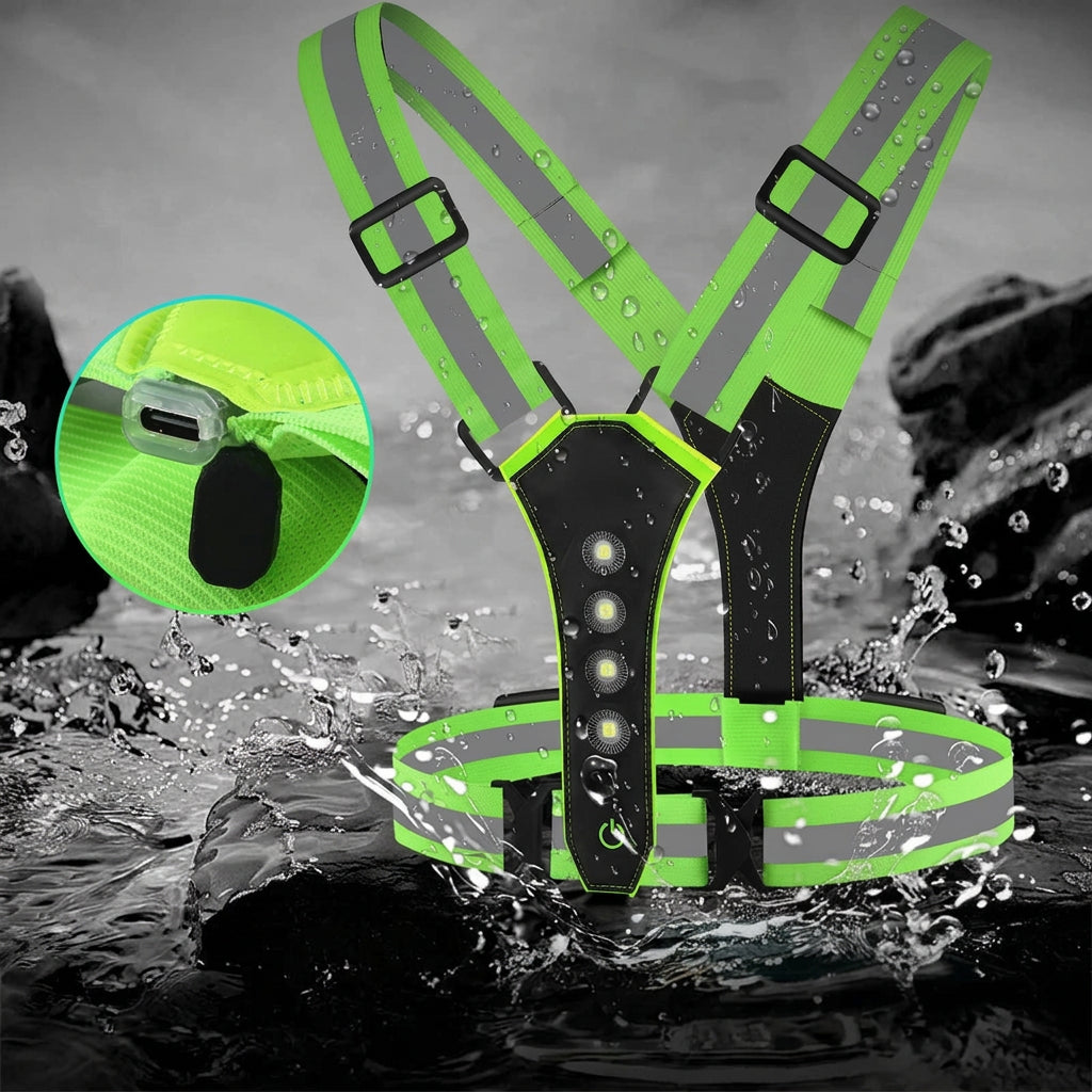 Rechargeable LED Safety Vest Reflective Night Running Harness