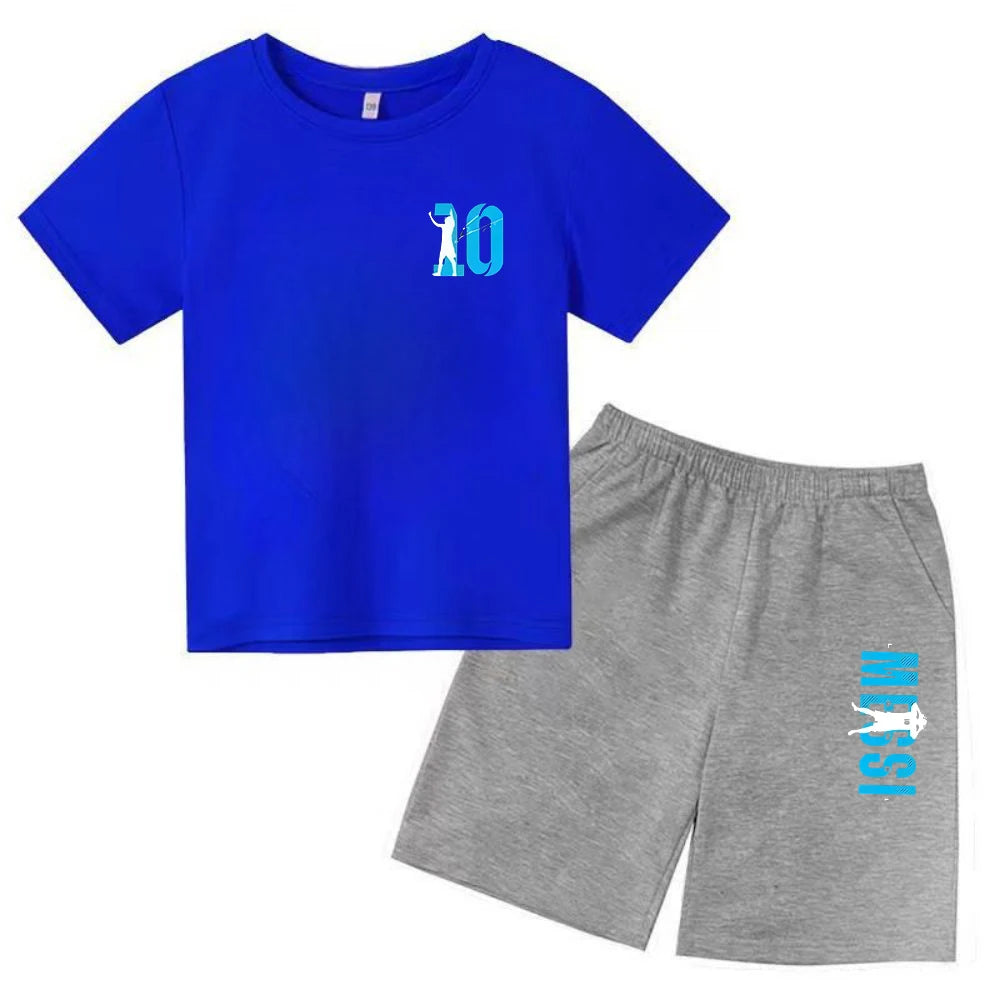 Kids' Messi Print Summer Set: Sporty T-Shirt & Shorts