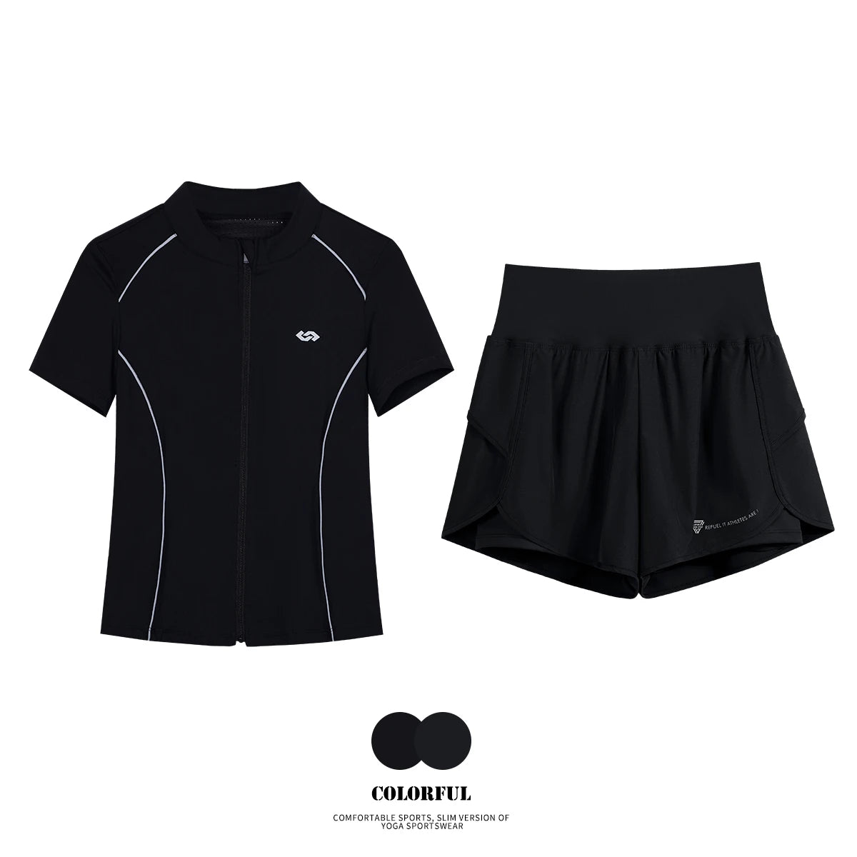 DRUR Breathable Gym Clothes for Women 2 Piece Summer Workout Sets Full Zip Sports Tops with Elastic Waist Shorts Active Wear New 24 Hour Sport