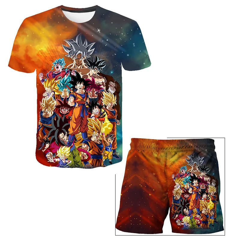 Dragon Ball Z 2-Piece Summer Set: Boys' T-Shirt & Beach Shorts