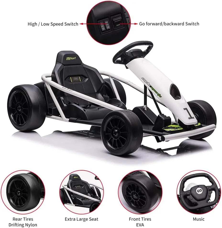 24V Electric Ride-On Go Kart for Teens & Kids 8-11 | Dual 300W Motors