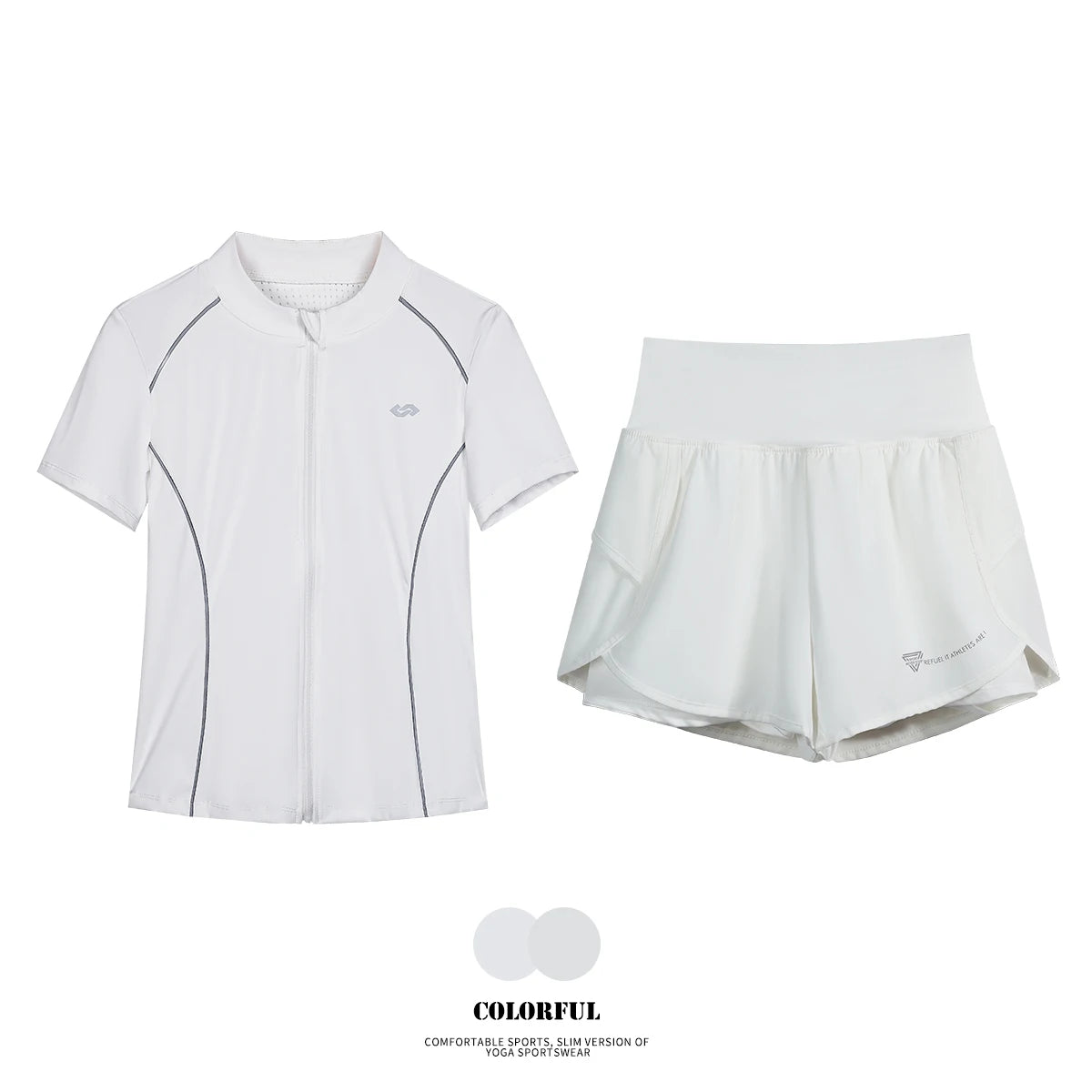 DRUR Breathable Gym Clothes for Women 2 Piece Summer Workout Sets Full Zip Sports Tops with Elastic Waist Shorts Active Wear New 24 Hour Sport