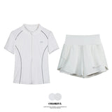 DRUR Breathable Gym Clothes for Women 2 Piece Summer Workout Sets Full Zip Sports Tops with Elastic Waist Shorts Active Wear New 24 Hour Sport